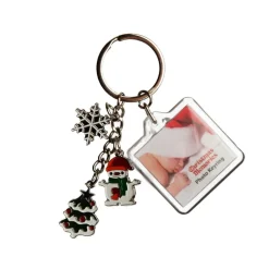 Acrylic Photo Keyring With Snowflake Charm Photo Gifts|