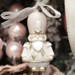 Adorable Pink Rocking Horse and Nutcracker Christmas Decoration - Set of 2 Christmas Tree Decorations|