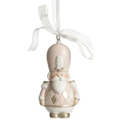 Adorable Pink Rocking Horse and Nutcracker Christmas Decoration - Set of 2 Christmas Tree Decorations|