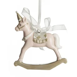 Adorable Pink Rocking Horse and Nutcracker Christmas Decoration - Set of 2 Christmas Tree Decorations|