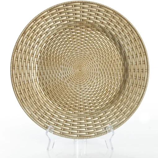 Antique Champagne Wicker Pattern Christmas Charger Plate Christmas Table Decor|