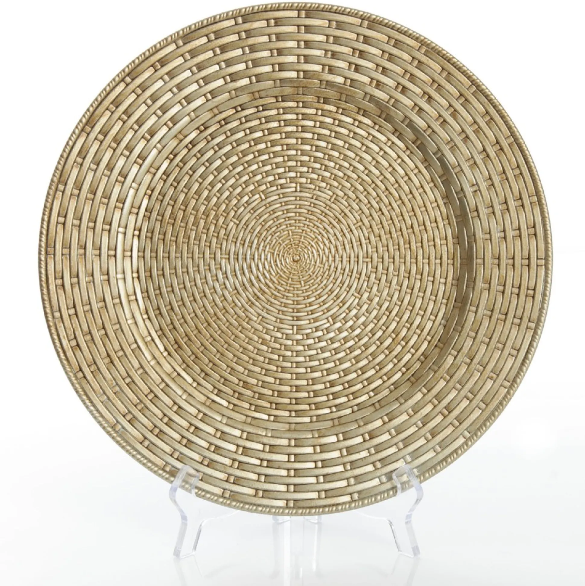 Antique Champagne Wicker Pattern Christmas Charger Plate Christmas Table Decor|