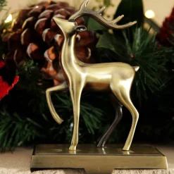 Antique Gold 3D Reindeer Christmas Stocking Hanger Stocking Hangers|