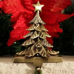 Antique Gold 3D Tree Christmas Stocking Hanger Stocking Hangers|