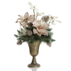 Antique Gold Metal Tall Vase Table Centrepiece Christmas Table Centrepieces|