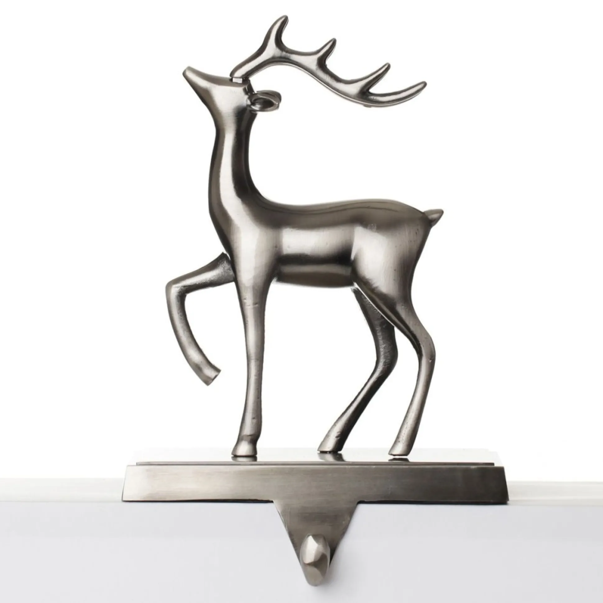 Antique Silver 3D Reindeer Christmas Stocking Hanger Stocking Hangers|