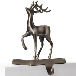 Antique Silver 3D Reindeer Christmas Stocking Hanger Stocking Hangers|