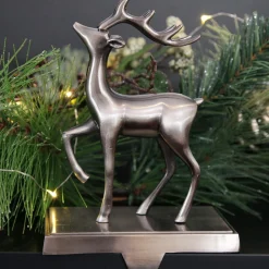 Antique Silver 3D Reindeer Christmas Stocking Hanger Stocking Hangers|