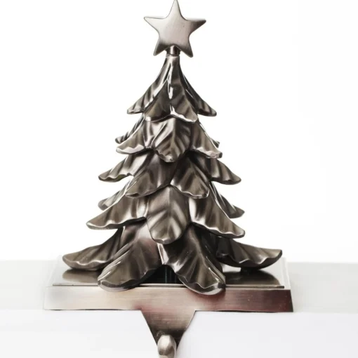 Antique Silver 3D Tree Christmas Stocking Hanger Stocking Hangers|