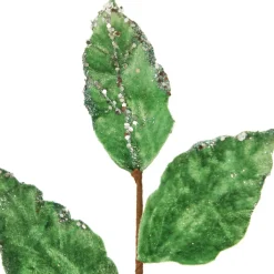 Apple Green Leaf Spray with Silver Sequins Christmas Sprays|