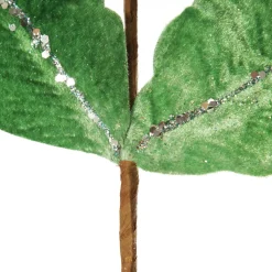 Apple Green Leaf Spray with Silver Sequins Christmas Sprays|