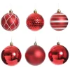 Assorted Decorative Red and White Shatterproof Christmas Baubles - Set of 6 Christmas Bauble Sets|
