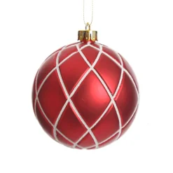 Assorted Decorative Red and White Shatterproof Christmas Baubles - Set of 6 Christmas Bauble Sets|
