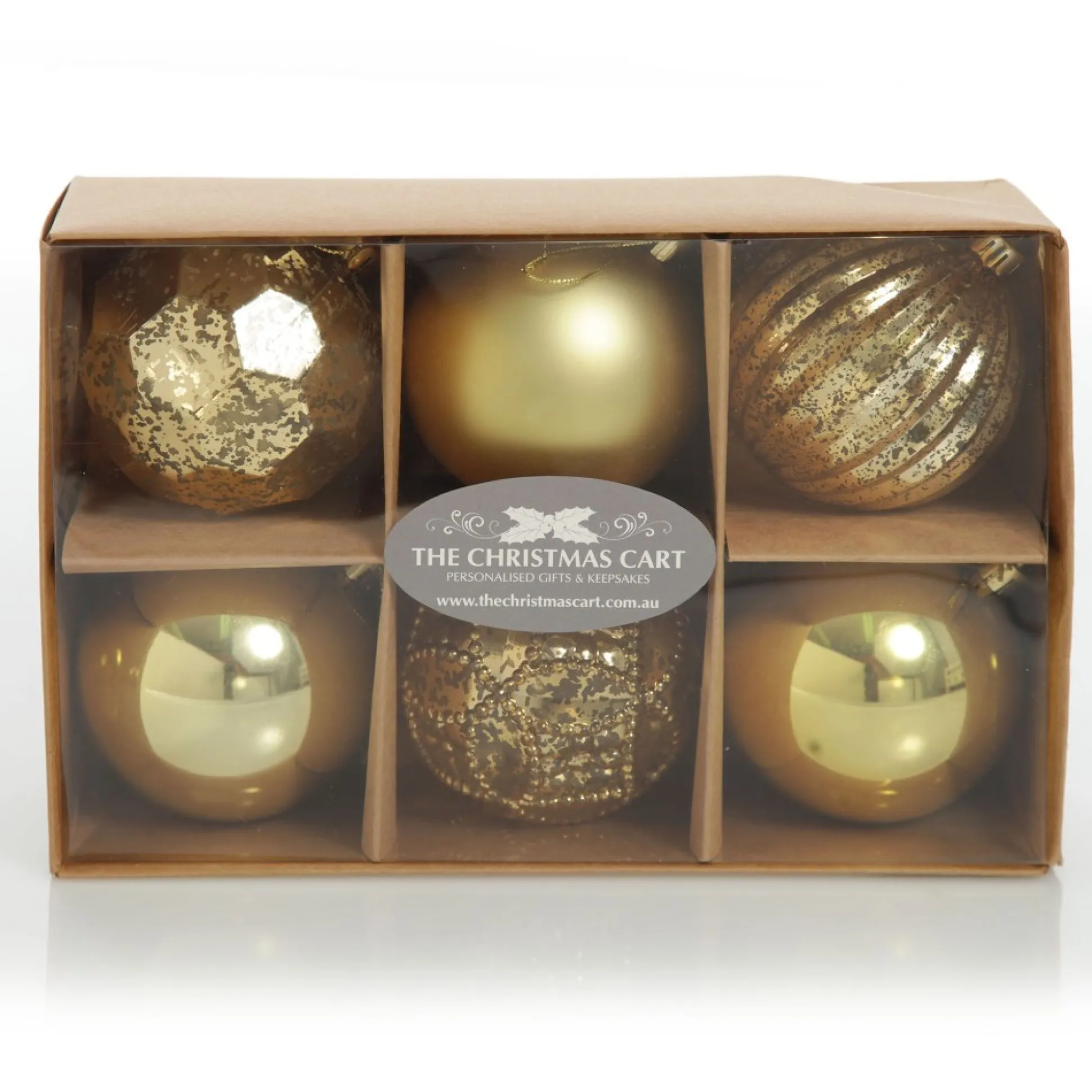 Assorted Gold Mercury Shatterproof Christmas Baubles - Set of 6 Christmas Bauble Sets|