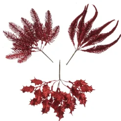 Assorted Red Glitter Christmas Pick Trio Christmas Pick|