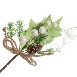 Assorted White Berry and Leaf Christmas Bouquet Pick Trio Christmas Pick|