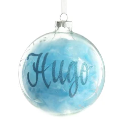 Baby Boy First Christmas Gift Pack Glass Baubles|