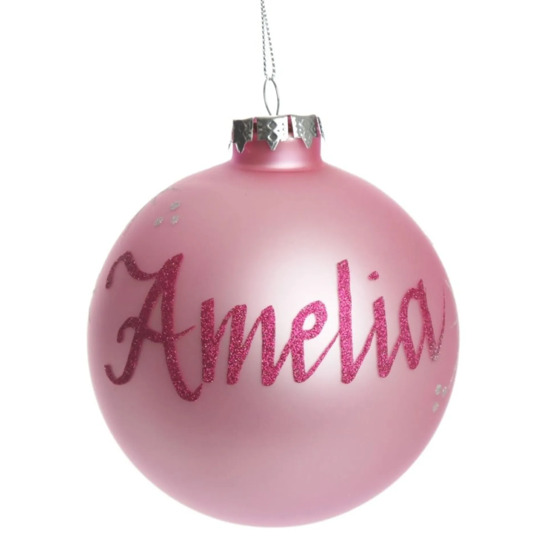 Baby Pink Glass Personalised Christmas Bauble Personalised Baubles|