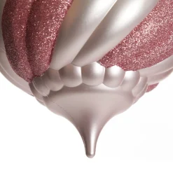 Baby Pink Glitter Swirl Christmas Onion Bauble Finials And Drops|