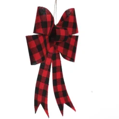 Black and Red Gingham Check Bow Christmas Bells And Bows|
