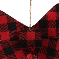 Black and Red Gingham Check Bow Christmas Bells And Bows|
