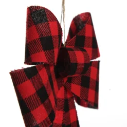 Black and Red Gingham Check Bow Christmas Bells And Bows|