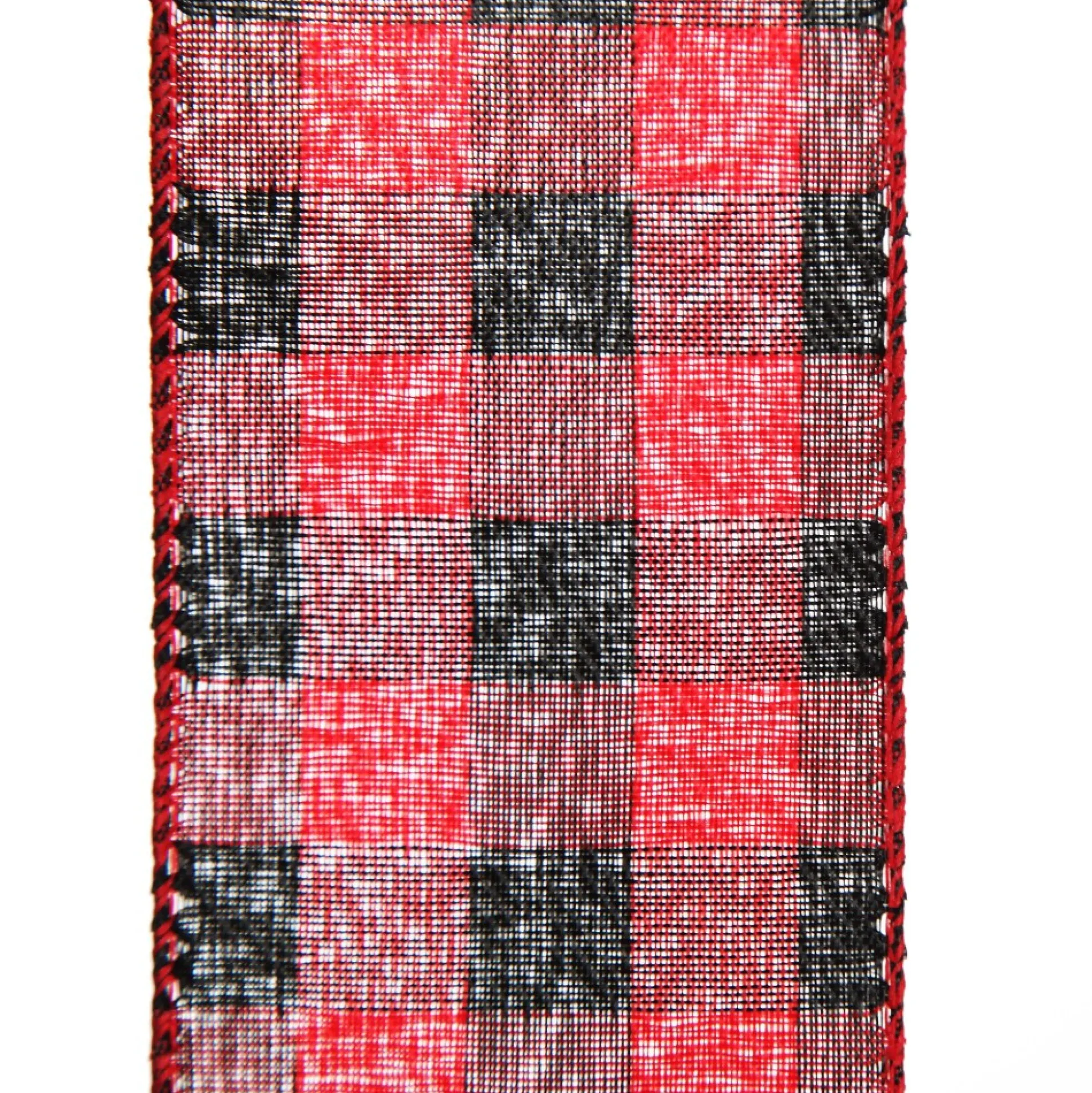 Black and Red Large Buffalo Check Wired Ribbon - 6.25cm Ribbons|
