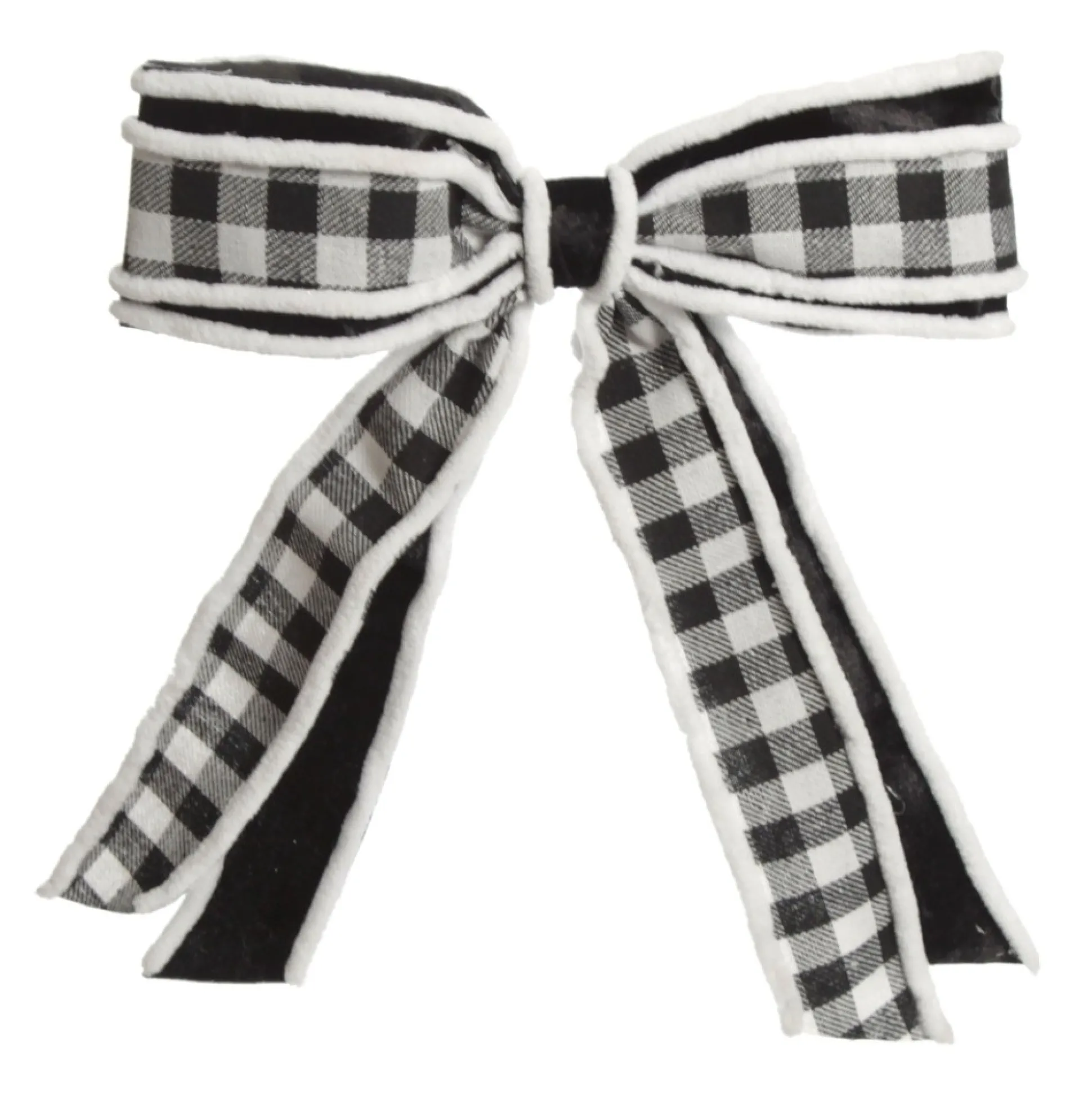 Black and White Check Christmas Bow with Fur Trim Christmas Bells And Bows|
