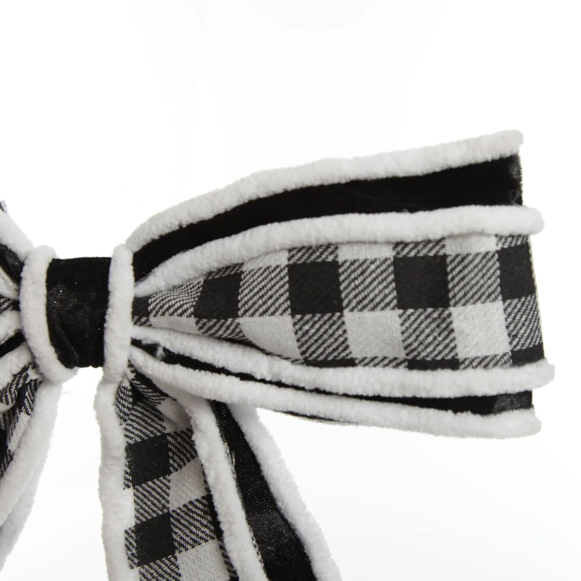 Black and White Check Christmas Bow with Fur Trim Christmas Bells And Bows|