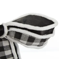 Black and White Check Christmas Bow with Fur Trim Christmas Bells And Bows|