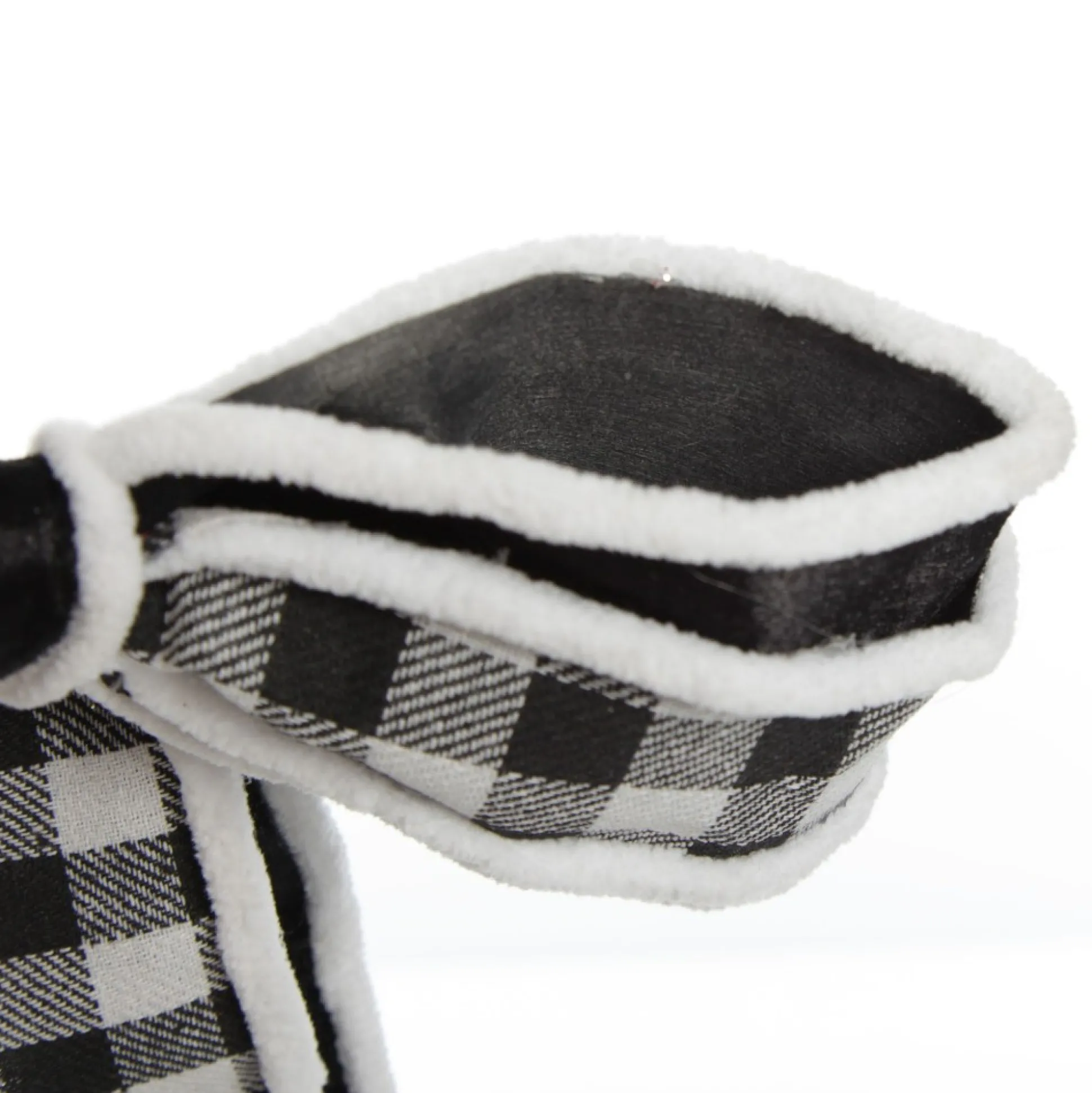 Black and White Check Christmas Bow with Fur Trim Christmas Bells And Bows|