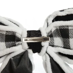 Black and White Check Christmas Bow with Fur Trim Christmas Bells And Bows|