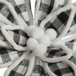 Black and White Check Flower Stem with Fur Trim Christmas Flowers|