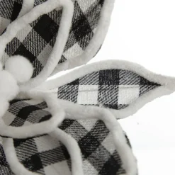 Black and White Check Flower Stem with Fur Trim Christmas Flowers|