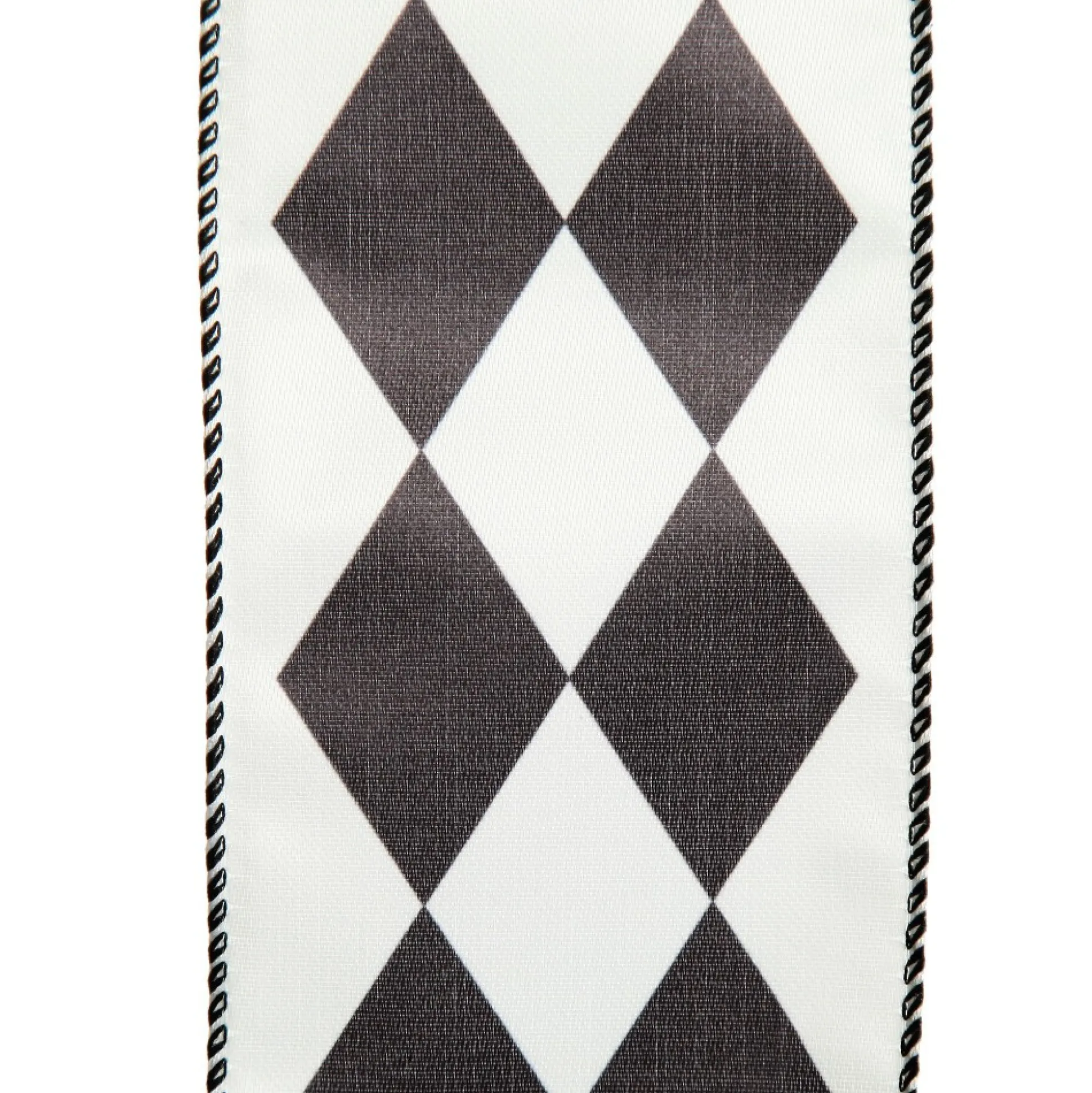 Black and White Diamond Check Wired Christmas Ribbon Ribbons|
