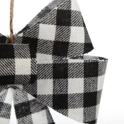 Black and White Gingham Check Bow Christmas Bells And Bows|