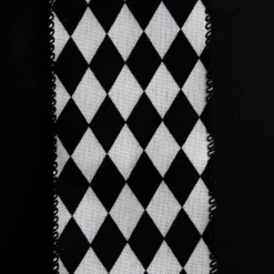 Black and White Harlequin Diamond Pattern Wired Ribbon - 6.5cm Ribbons|