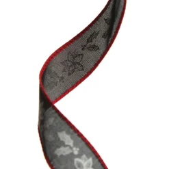 Black Holly with Red Trim Wired Ribbon - 2.2cm Ribbons|