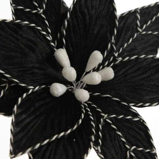 Black Poinsettia Flower Stem with Twine Trim Christmas Flowers|
