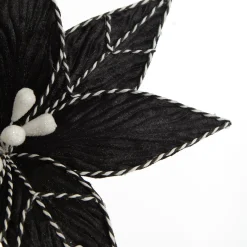 Black Poinsettia Flower Stem with Twine Trim Christmas Flowers|