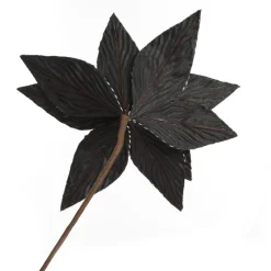 Black Poinsettia Flower Stem with Twine Trim Christmas Flowers|