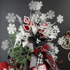 Black Poinsettia Flower Stem with Twine Trim Christmas Flowers|