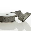 Black Woven Herringbone Wired Ribbon - 3.8cm Ribbons|