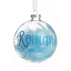 Blue Baby's First Christmas Teddy Gift Pack Glass Baubles|