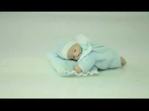 Blue Baby's 1st Christmas Musical Wind-Up Baby Sleeping on Pillow Babys First Christmas|