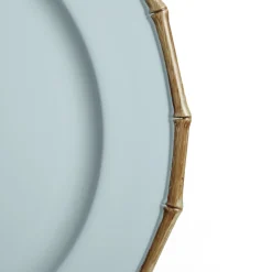 Blue Bamboo Look Charger Plate Christmas Table Decor|