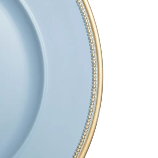 Blue Charger Plate with Gold Edging Christmas Table Decor|