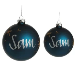 Blue Glass Personalised Christmas Bauble Personalised Baubles|