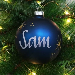 Blue Glass Personalised Christmas Bauble Personalised Baubles|
