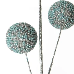 Blue Glitter Christmas Ball Trio Pick Christmas Tree Picks|